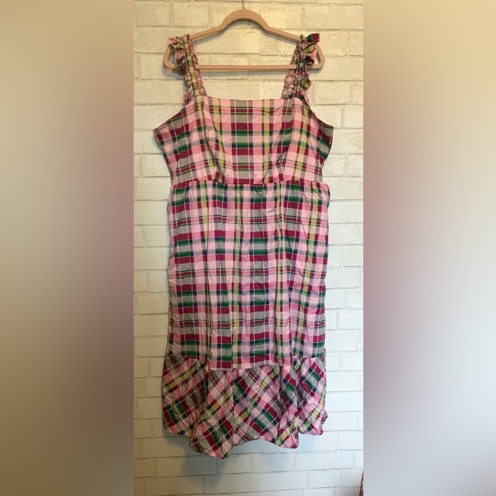 Torrid Womens Plus Size Mini Poplin Tiered Ruffle Strap Dress Plaid Size…
